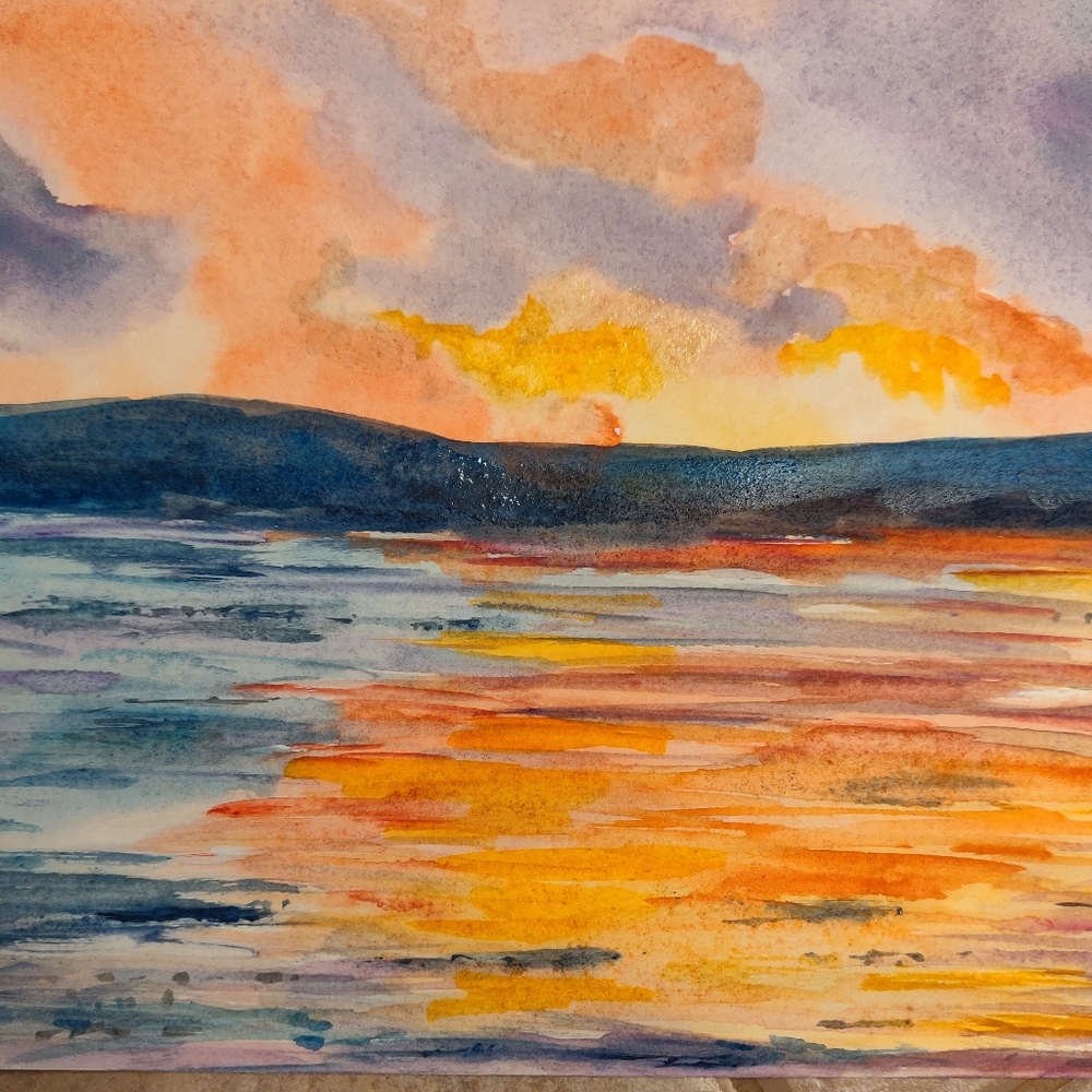 lake watercolor painting